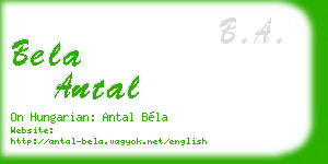 bela antal business card